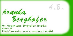 aranka berghofer business card